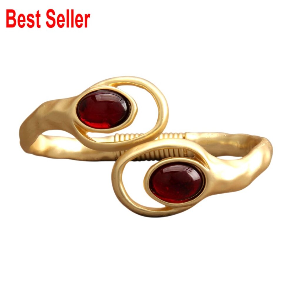 Copper Cuff Bracelet, Open Bangle, Stackable Bead… - image 1